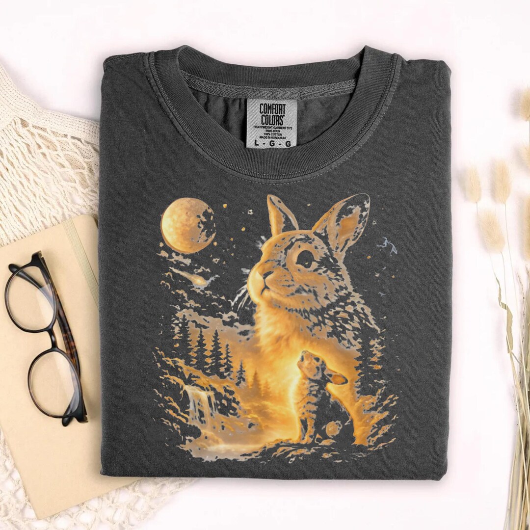 Howling Rabbit Shirt Vintage Rabbits Howling to the Moon Shirt, 90s Retro Animal Hoodie ...