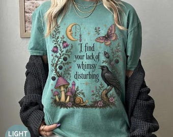 I Find Your Lack Of Whimsy Disturbing Shirt, Boho Moon Butterfly Crow Tee, Vintage Spiritual Hoodie, Celestial Sweatshirt, Comfort Colors