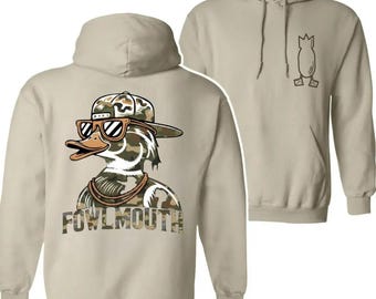 Fowlmouth Hunting Bomb Hoodie, Waterfowl Hunter Shirt, Old School Wood Duck Sweatshirt, Vintage Duck Hunter Streetwear Gift