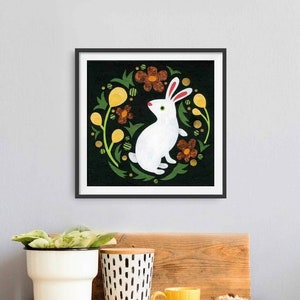 Rabbit In Roses Print