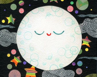 Moon and the Rainbow Stars Print