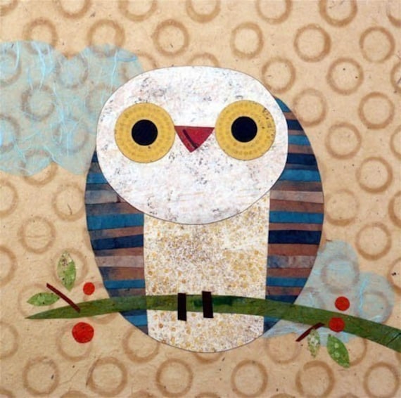 Owl Print Owl art Prints 8x8/" signed by artist colorful owl art Owl decor