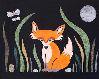 Foxy Midnight with Moth and Moon Print