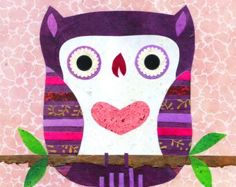 Pinky Purple Owl Print