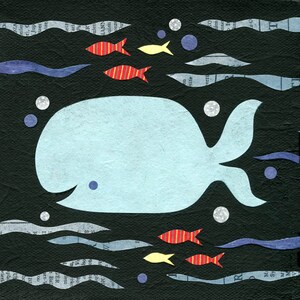 Whale In the Deep Dark Sea Print