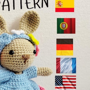 Amigurumi Häkelanleitung Häschen mit blauem Kleid Häkelanleitung PDF Häkelanleitung PDF Tierspielzeug - anfängerfreundlich in 5 Sprachen