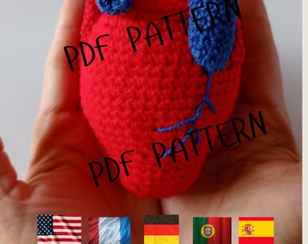 Human Heart Crochet Pattern, Real Heart Pattern, Easy Human Anatomy Pattern, Amigurumi PDF Pattern, Digital Download