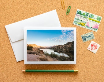 Blank Note Card - Canyon Lake Arizona, Frameable Fine Art Photography Card with Envelope, 6.25"x4.5" (A6), Landscape Travel Stationery