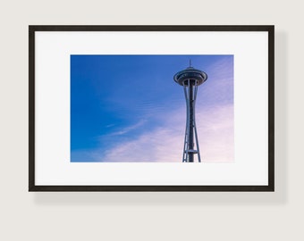 Impresión fotográfica de bellas artes de Seattle Space Needle / Múltiples tamaños disponibles / Arte de pared del paisaje del noroeste del Pacífico / Decoración de arquitectura minimalista