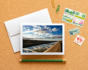 Blank Note Card - Clouds in Transit - Reflection in an Arizona Canal, Frameable Fine Art Photo Card & Envelope, 6.25"x4.5" (A6) Stationery