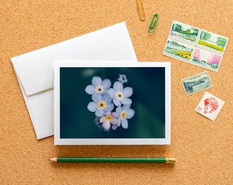 Blank Note Card - Forget-Me-Not Flowers Frameable Fine Art Photo Card with Envelope, 6.25"x4.5" (A6), Floral Stationery