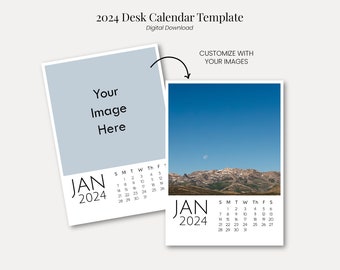 2024 DIY Calendar Template | 12 5x7 Month Pages | 3 Cover Options | PSD and JPG Files | Make Your Own Printable Photo or Art Calendar