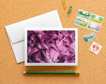 Blank Note Card - Lush Pink Peony, Frameable Fine Art Photography Card with Envelope, 6.25"x4.5" (A6), Macro Flower, Floral Stationery