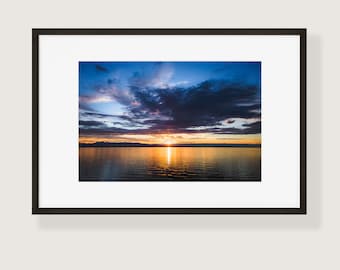 Puesta de sol sobre Puget Sound Impresión fotográfica de bellas artes del estado de Washington / Múltiples tamaños disponibles / Arte de pared del paisaje del noroeste del Pacífico