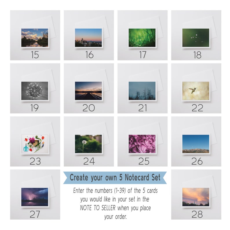 Haga su propio conjunto de tarjetas de notas en blanco: elija 5 tarjetas, tarjetas fotográficas de bellas artes enmarcables, 6,25x4,5 A6 / Juego de papelería / Pensando en usted imagen 3