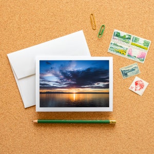 Blank Note Card Sunset Over Puget Sound Washington State Frameable Fine Art Photo Card with Envelope, 6.25x4.5 A6, PNW Stationery image 1