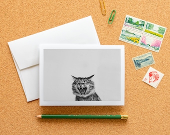 Blank Note Card - This Cat is a Mood, Frameable Fine Art Photography Card with Envelope, 6.25"x4.5" (A6), Pen Pal Stationery Gift