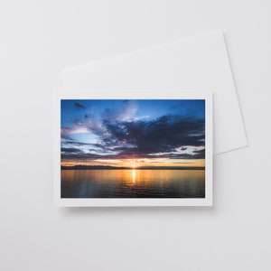 Blank Note Card Sunset Over Puget Sound Washington State Frameable Fine Art Photo Card with Envelope, 6.25x4.5 A6, PNW Stationery image 3