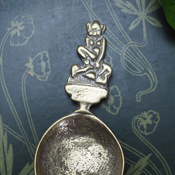Brass Pixie Vintage Incense Spoon - Upcycled, Witchcraft, Witch, Wicca, Pagan, Spell Crafting, Incense making