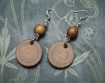 Greek Olive Wood Earrings for Athena - Pagan, Wicca, Witchcraft, Charms, sterling silver