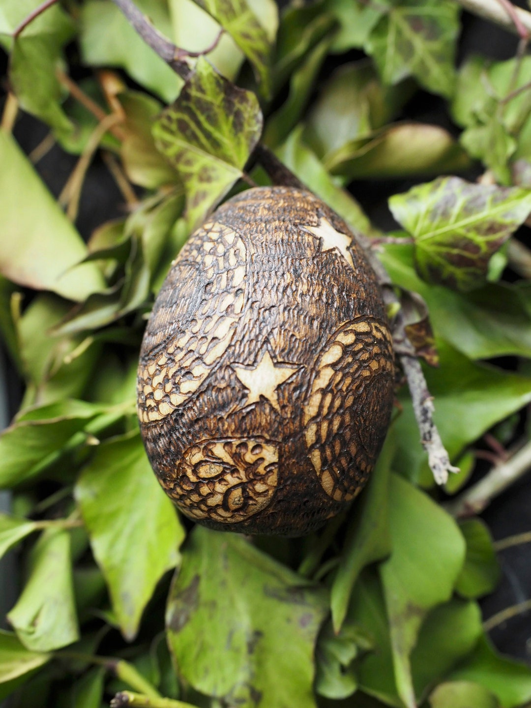 Snake & Star Wooden Egg - Fertility - Spring Equinox - Pagan, Wicca ...