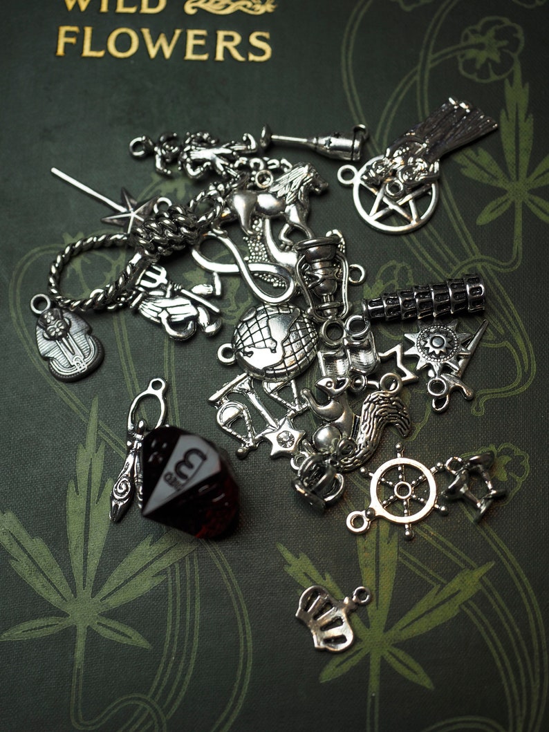 Tarot Deck in a Tin Casting Charms and Die Pagan, Divination, Wicca, Witchcraft, 14 sided Die, Major and Minor Arcana image 1