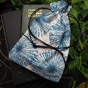 Bolsa para cartas del tarot con forma de reloj de diente de león, forrada, para barajas de tarot, runas, ogham, regalos, paganismo, wicca, brujería, tela reciclada, ecobruja