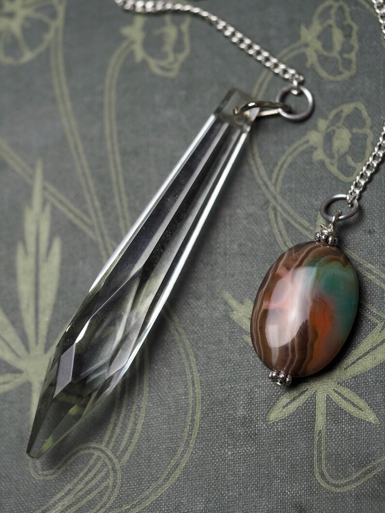Antique Glass Crystal pendulum with gemstone for dowsing and Etsy