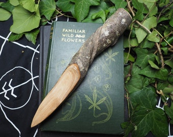 Hand-carved English Beech Wood Athame - Pagan, Wicca, Witchcraft, Magic. Ogham Tree
