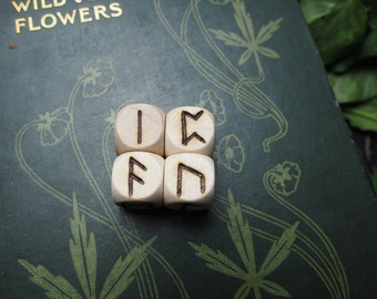 Wooden Runic Dice Set - Pagan, Wicca, Witchcraft, Norse, Divination, Handmade, Pyrography