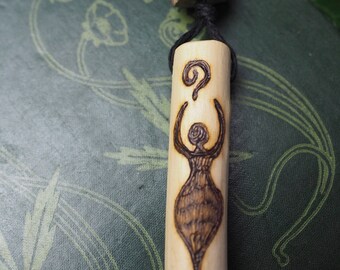 Elder Wood Goddess Pendant - For The Dark Goddess, Pagan, Wicca, Witchcraft, ogham tree