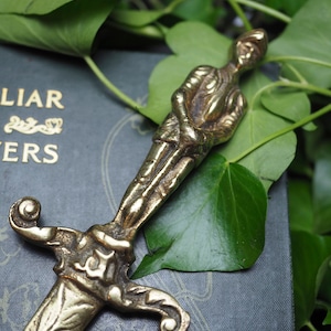 Vintage Knight Brass Athame: For Warrior Magic.  Upcycled Magical Tool