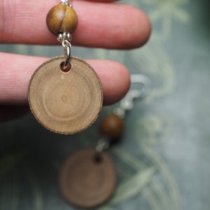 Greek Olive Wood Earrings for Athena Pagan, Wicca, Witchcraft, Charms, sterling silver image 5