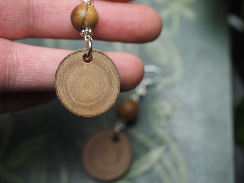 Greek Olive Wood Earrings for Athena Pagan, Wicca, Witchcraft, Charms, sterling silver image 5