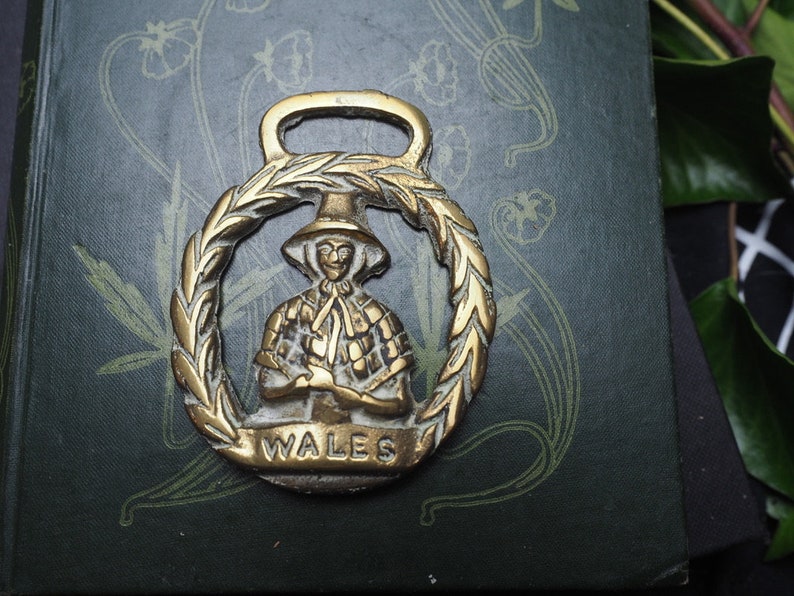 Vintage or Antique Welsh Jenny Jones, Horse Brass Wales Folk Magic, British, Pagan, Welsh image 2