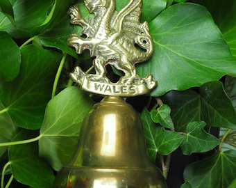 Brass Welsh Dragon Altar Bell - Space Clearing, Cleansing - Altar Item - Pagan, Wicca, Witchcraft, Vintage