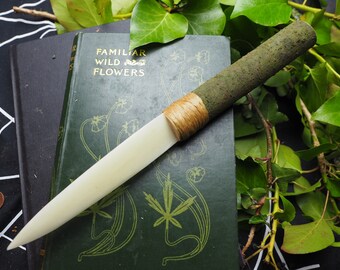 Bone and Bay Laurel Wood Athame - Pagan, Witchcraft, Magic, Ritual Knife - Rare and Unusual