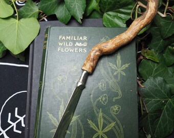 RARE HoneySuckle Root Handled Athame with Upcycled Blade - Pagan, Witchcraft, Wicca, Ogham Forfedha Tree
