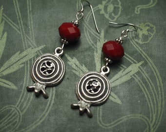 Pomegranate Earrings for Persephone - Pagan, Wicca, Goddess, Kore - Greek Goodess