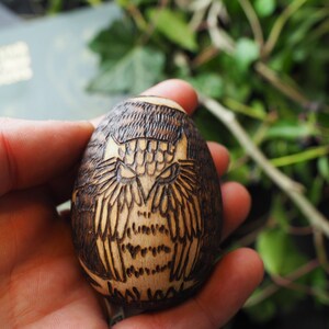 Wise Old Owl Wooden Egg Oestra Spring Equinox Pagan, Wicca, Witchcraft, Easter, Pyrography image 6