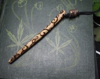 Rowan Wood Spiral Wand Pendant - Protection, Fey - Pagan, Wicca, Witchcraft, Travel Wand