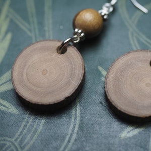 Greek Olive Wood Earrings for Athena Pagan, Wicca, Witchcraft, Charms, sterling silver image 4