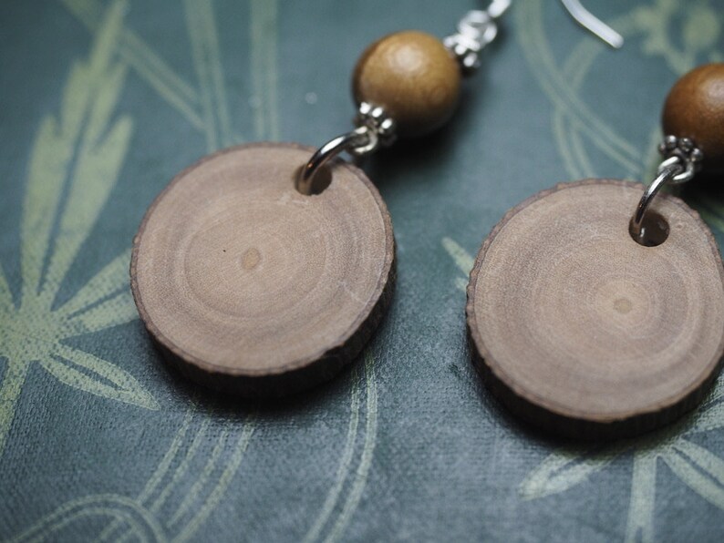 Greek Olive Wood Earrings for Athena Pagan, Wicca, Witchcraft, Charms, sterling silver image 4