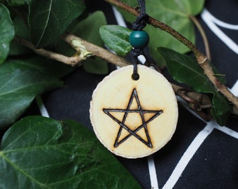 Rare Spindle Wood Pentagram Pendant  - Spinning Magic  - For Pagans, Witches, Wiccans, Magic, Ritual, Ogham Tree, Forfedha