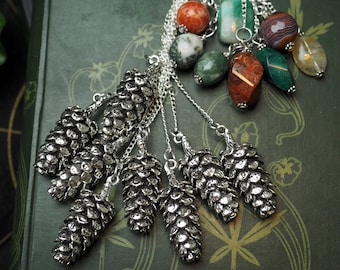 Pine cone pendulum made with Gemstone charm  - for divination & Dowsing - Pagan, Wicca, Witchcraft