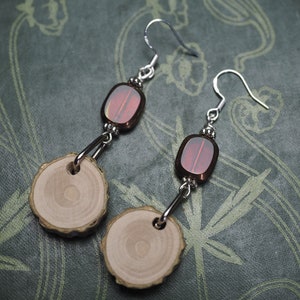 Holly Wood Earrings for Protection Pagan, Wicca, Witchcraft, Charms, sterling silver, Ogham tree image 1
