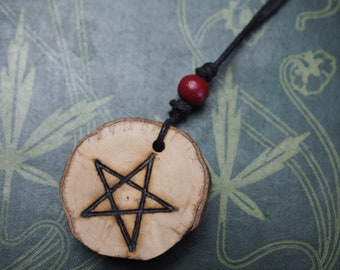 English Hawthorn Wood Fairy Pentagram Pendant  - Fey, Protection - Pagan, Wicca, Witchcraft, Pentacle