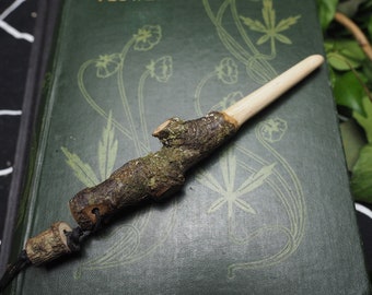 English Oak Wood Wand Pendant - Strength and Courage - Pagan, Wicca, Witchcraft, Druid, Ogham