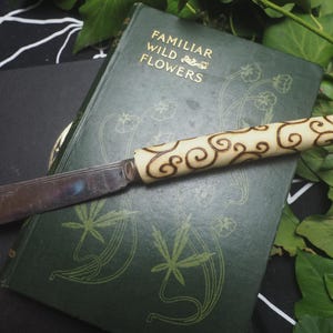 Athame with Elder Wood Spiral Handle & Upycled Blade - Dark Goddess