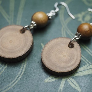 Greek Olive Wood Earrings for Athena Pagan, Wicca, Witchcraft, Charms, sterling silver image 2